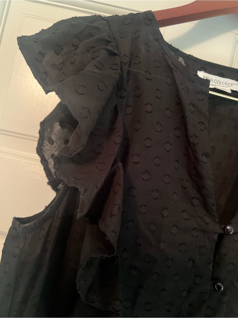 Emerson Fry India Collection Surya Swiss Dot Black Maxi Dress Size Small. - Picture 4 of 11